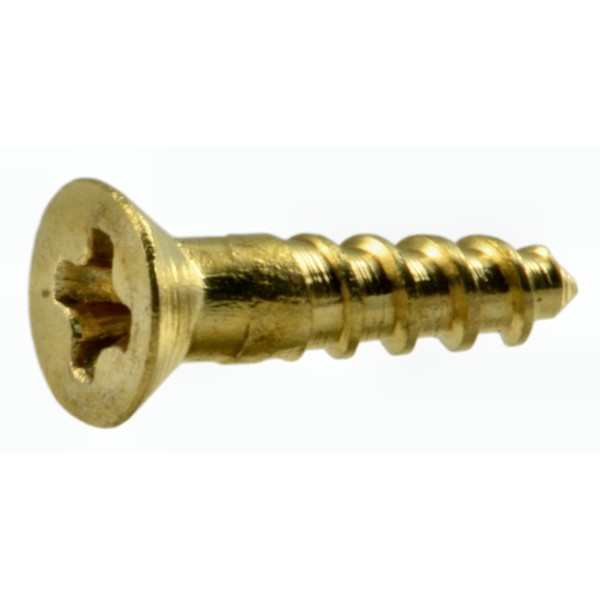 Midwest Fastener Wood Screw, #2, 3/8 in, Plain Brass Flat Head Phillips Drive, 100 PK 02841